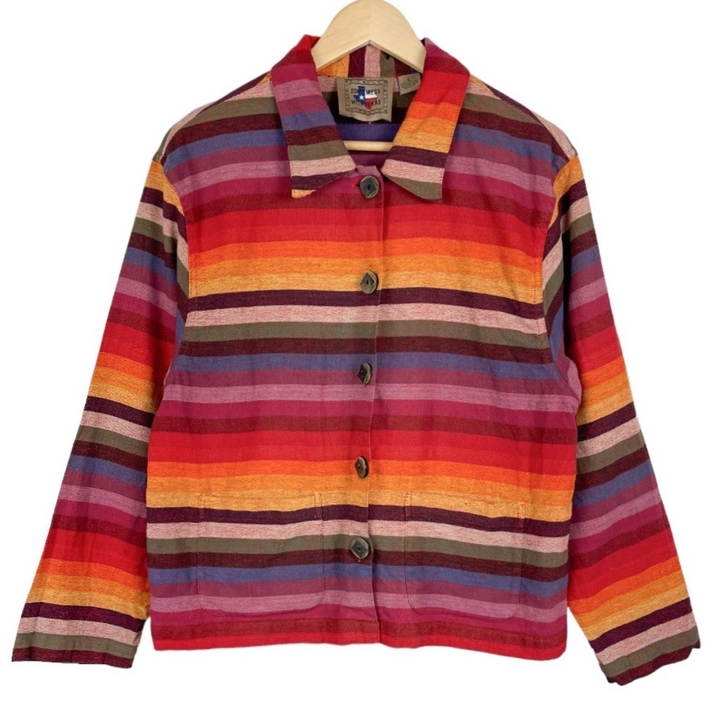 Don't Mess With Texas Colorful Striped Jacket Size Large